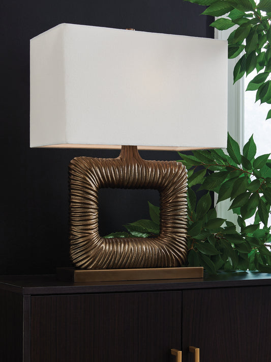Cassel Furniture Outlet - Ashley Furniture - Garronby Lighting - Metal Table Lamp (1/CN) / Antique Brass Finish - L207604