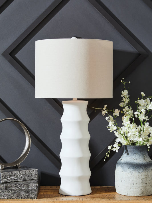 Cassel Furniture Outlet - Ashley Furniture - Veraleigh Lighting - Poly Table Lamp (1/CN) / White - L235854
