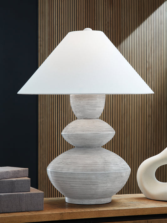 Cassel Furniture Outlet - Ashley Furniture - Brickdon Lighting - Poly Table Lamp (1/CN) / Distressed White - L235874