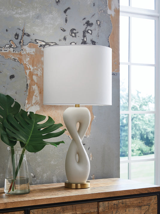 Cassel Furniture Outlet - Ashley Furniture - Judrich Lighting - Poly Table Lamp (1/CN) / White/Gold Finish - L236024