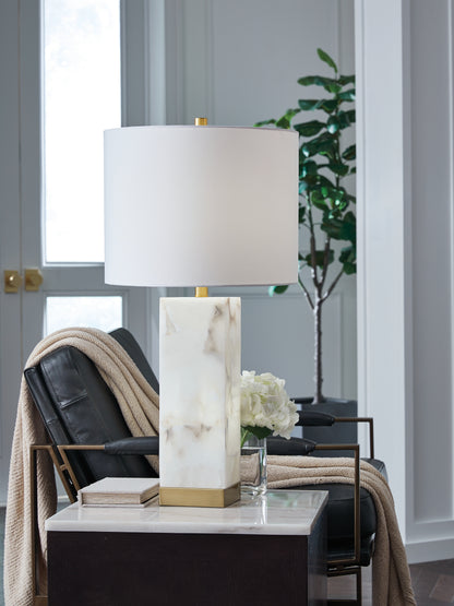Cassel Furniture Outlet - Ashley Furniture - Linderfield Lighting - Alabaster Table Lamp (1/CN) / White/Gold Finish - L429094