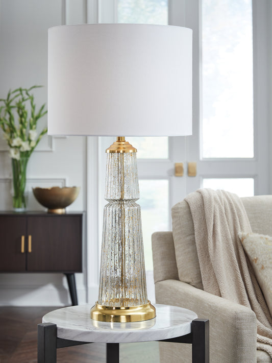 Cassel Furniture Outlet - Ashley Furniture - Bakersboro Lighting - Glass Table Lamp (1/CN) / Clear/Gold Finish - L430884
