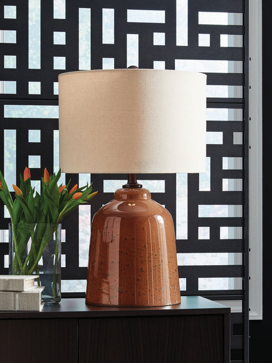 Cassel Furniture Outlet - Ashley Furniture - Aaleahya Lighting - Glass Table Lamp (1/CN) / Rust - L430904