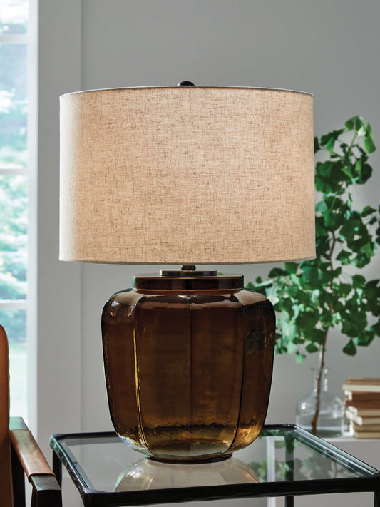 Cassel Furniture Outlet - Ashley Furniture - Bainmore Lighting - Glass Table Lamp (1/CN) / Amber - L430914