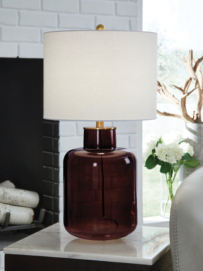 Cassel Furniture Outlet - Ashley Furniture - Mette Lighting - Glass Table Lamp (1/CN) / Brown/Gold Finish - L430924