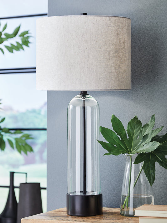 Cassel Furniture Outlet - Ashley Furniture - Kerrbrook Lighting - Glass Table Lamp (1/CN) / Clear/Black - L430944
