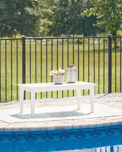 Cassel Furniture Outlet - Ashley Furniture - Hyland wave Outdoor - Rectangular Cocktail Table / White - P111-701