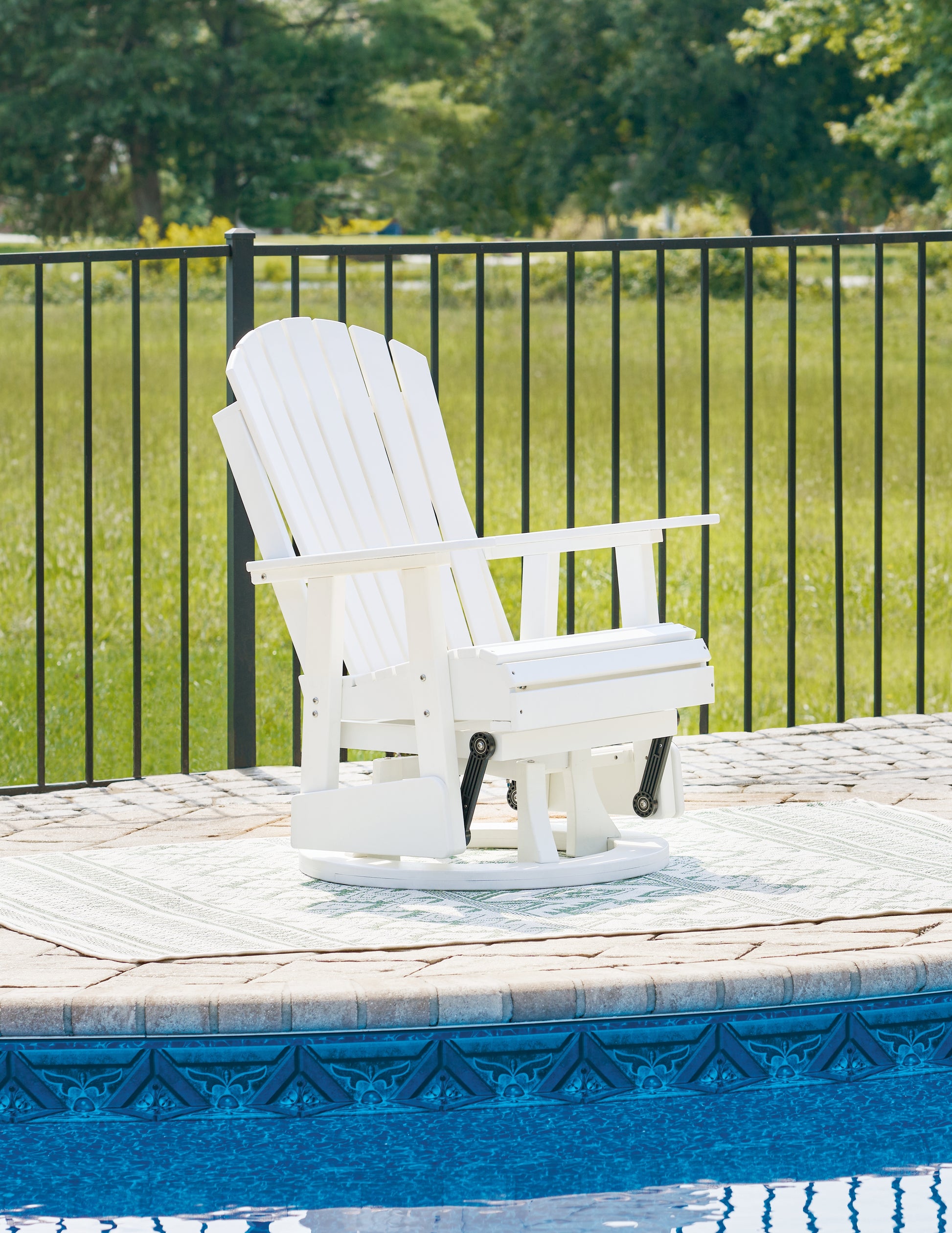 Cassel Furniture Outlet - Ashley Furniture - Hyland wave Outdoor - Swivel Glider Chair / White - P111-820