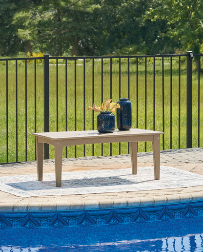 Cassel Furniture Outlet - Ashley Furniture - Hyland wave Outdoor - Rectangular Cocktail Table / Driftwood - P114-701