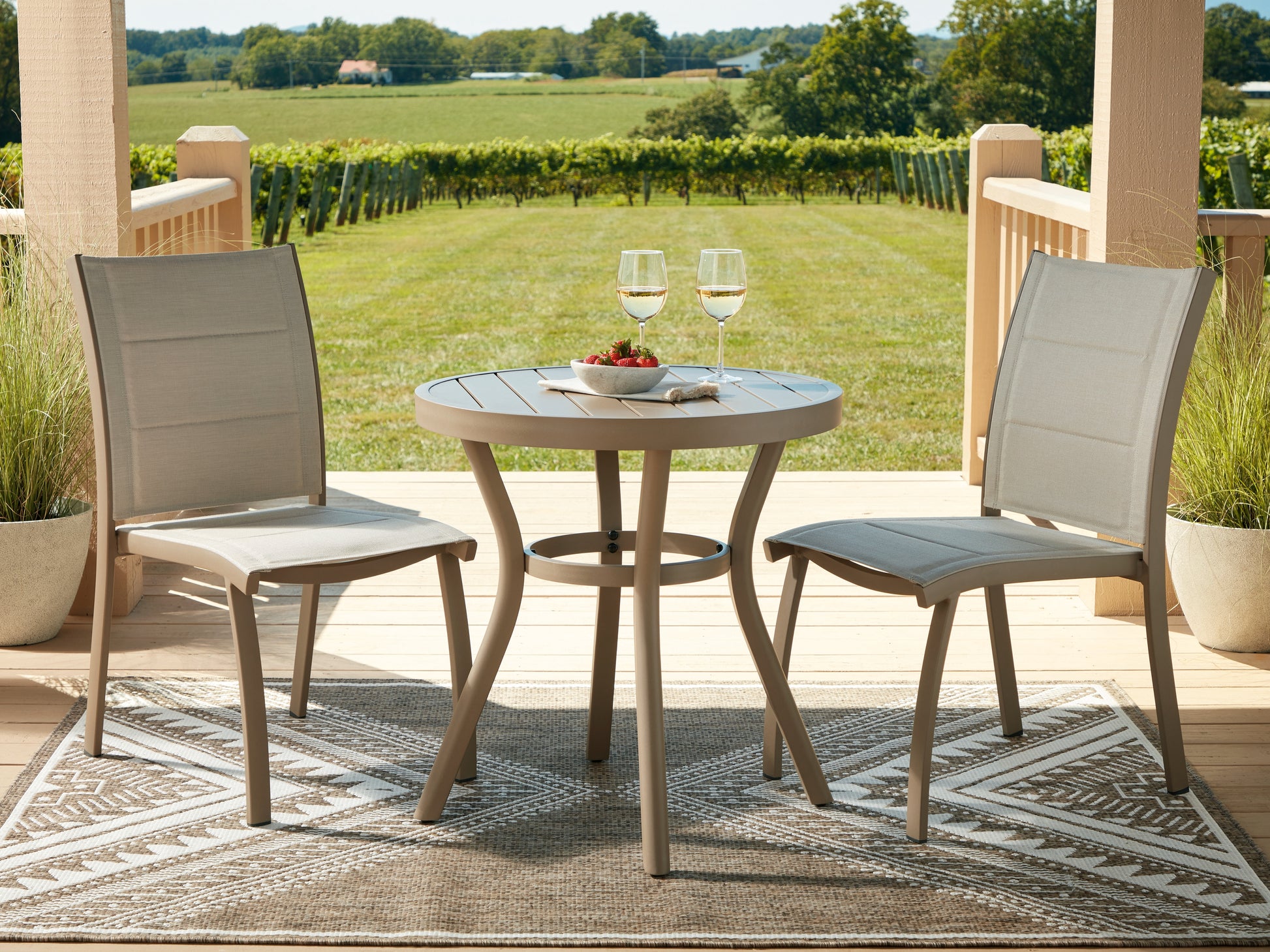 Cassel Furniture Outlet - Ashley Furniture - Mission Beach Outdoor - Chairs w/Table Set (3/CN) / Beige - PCP200-050