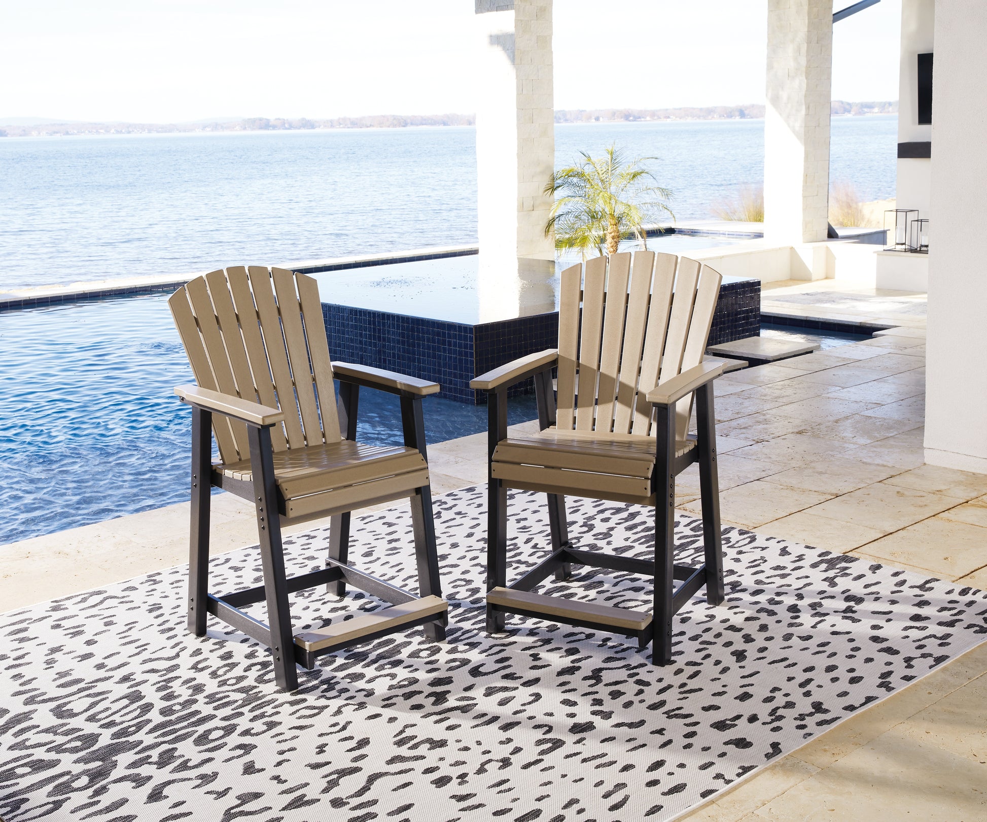 Cassel Furniture Outlet - Ashley Furniture - Fairen Trail Outdoor - Barstool (Set of 2) / Black/Driftwood - P211-124