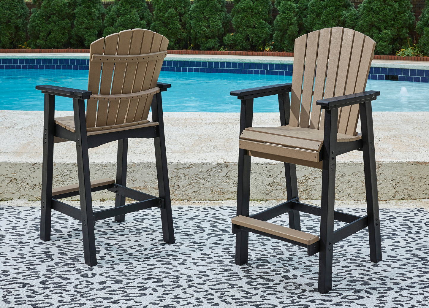 Cassel Furniture Outlet - Ashley Furniture - Fairen Trail Outdoor - Tall Barstool (Set of 2) / Black/Driftwood - P211-130