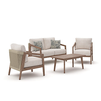 Cassel Furniture Outlet - Ashley Furniture - Nature Lane Outdoor - Sofa/Chairs/Table Set (4/CN) - PCP355-081
