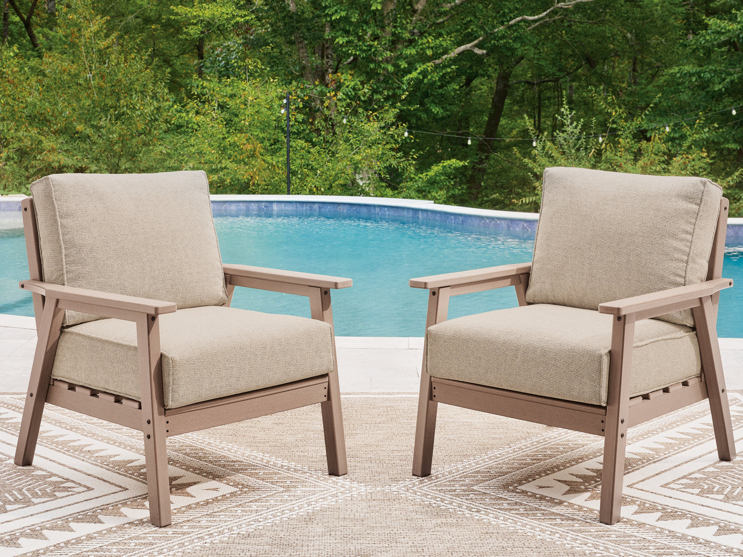 Cassel Furniture Outlet - Ashley Furniture - Grover Beach Outdoor - Lounge Chair w/Cushion (Set of 2) / Driftwood - PCP422-820
