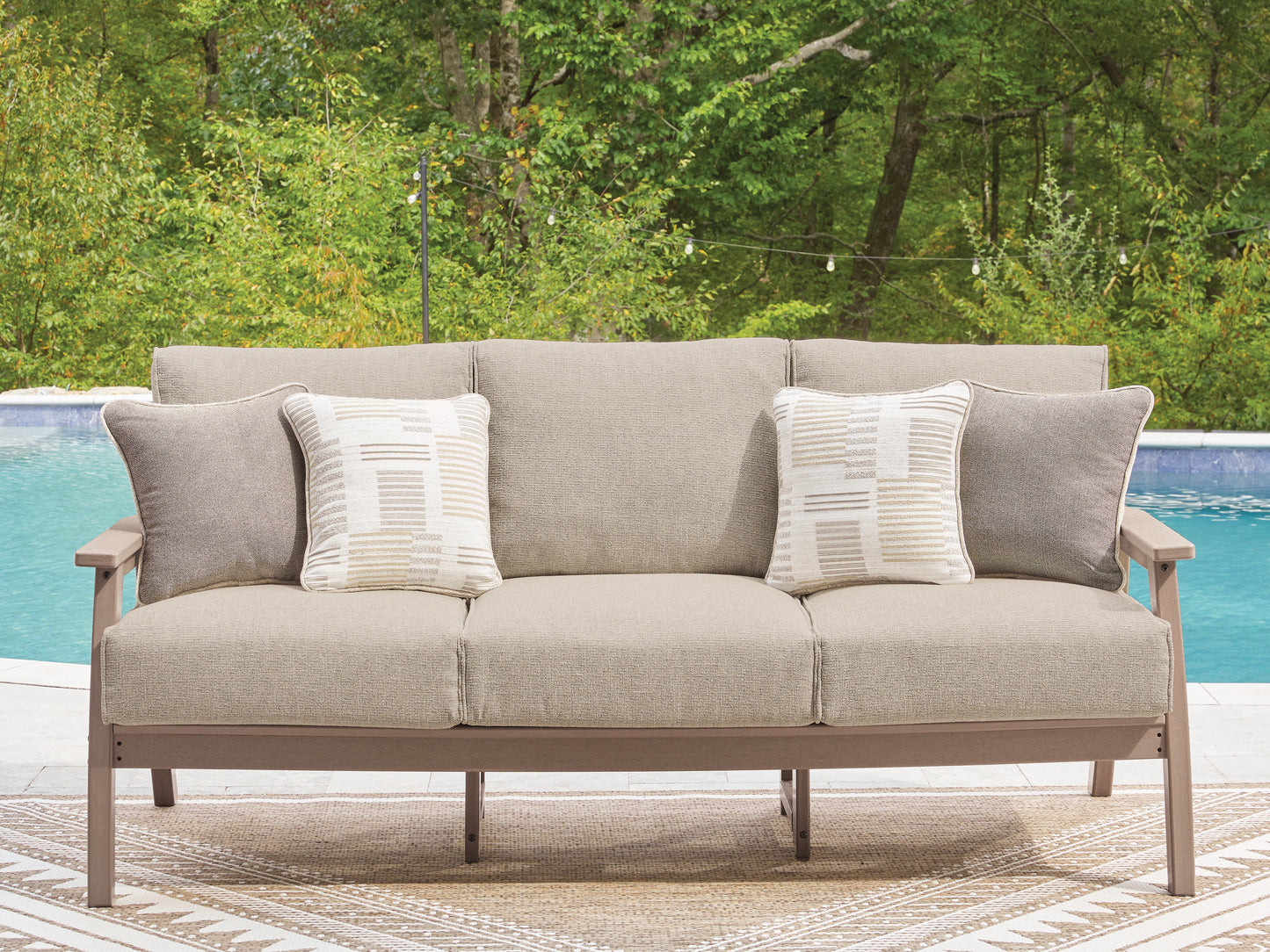 Cassel Furniture Outlet - Ashley Furniture - Grover Beach Outdoor - Sofa with Cushion / Driftwood - PCP422-838