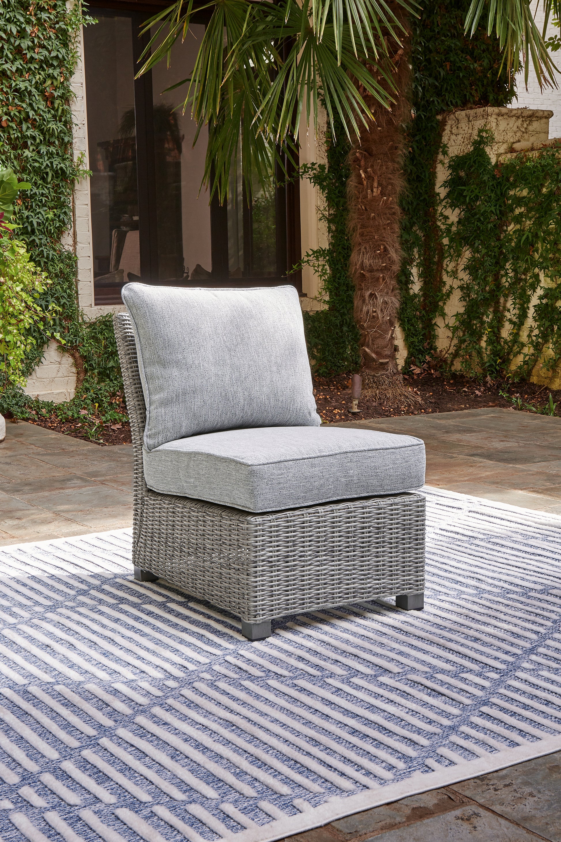 Cassel Furniture Outlet - Ashley Furniture - Naples Beach Outdoor - Armless Chair w/Cushion (1/CN) / Light Gray - P439-846