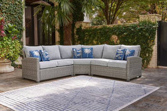 Cassel Furniture Outlet - Ashley Furniture - Naples Beach Outdoor - 4-Piece Outdoor Sectional / Light Gray - P439P2
