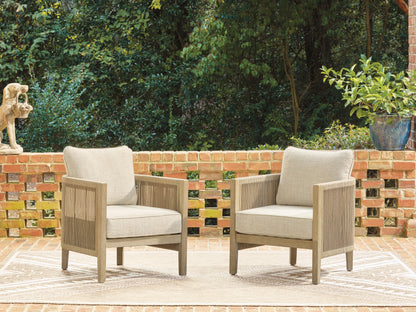 Cassel Furniture Outlet - Ashley Furniture - Spooners Cove Outdoor - Lounge Chair w/Cushion (Set of 2) / Beige - PCP469-820