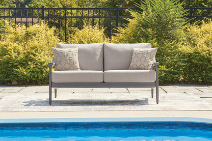 Cassel Furniture Outlet - Ashley Furniture - Ocean Beach Outdoor - Loveseat w/Cushion / Gray - PCP510-835