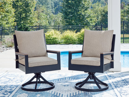 Cassel Furniture Outlet - Ashley Furniture - East Beach Outdoor - Swivel Chair w/Cushion (Set of 2) / Navy Blue/Driftwood - PCP587-602A