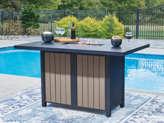 Cassel Furniture Outlet - Ashley Furniture - East Beach Outdoor - RECT Bar Table w/Fire Pit - PCP587-665