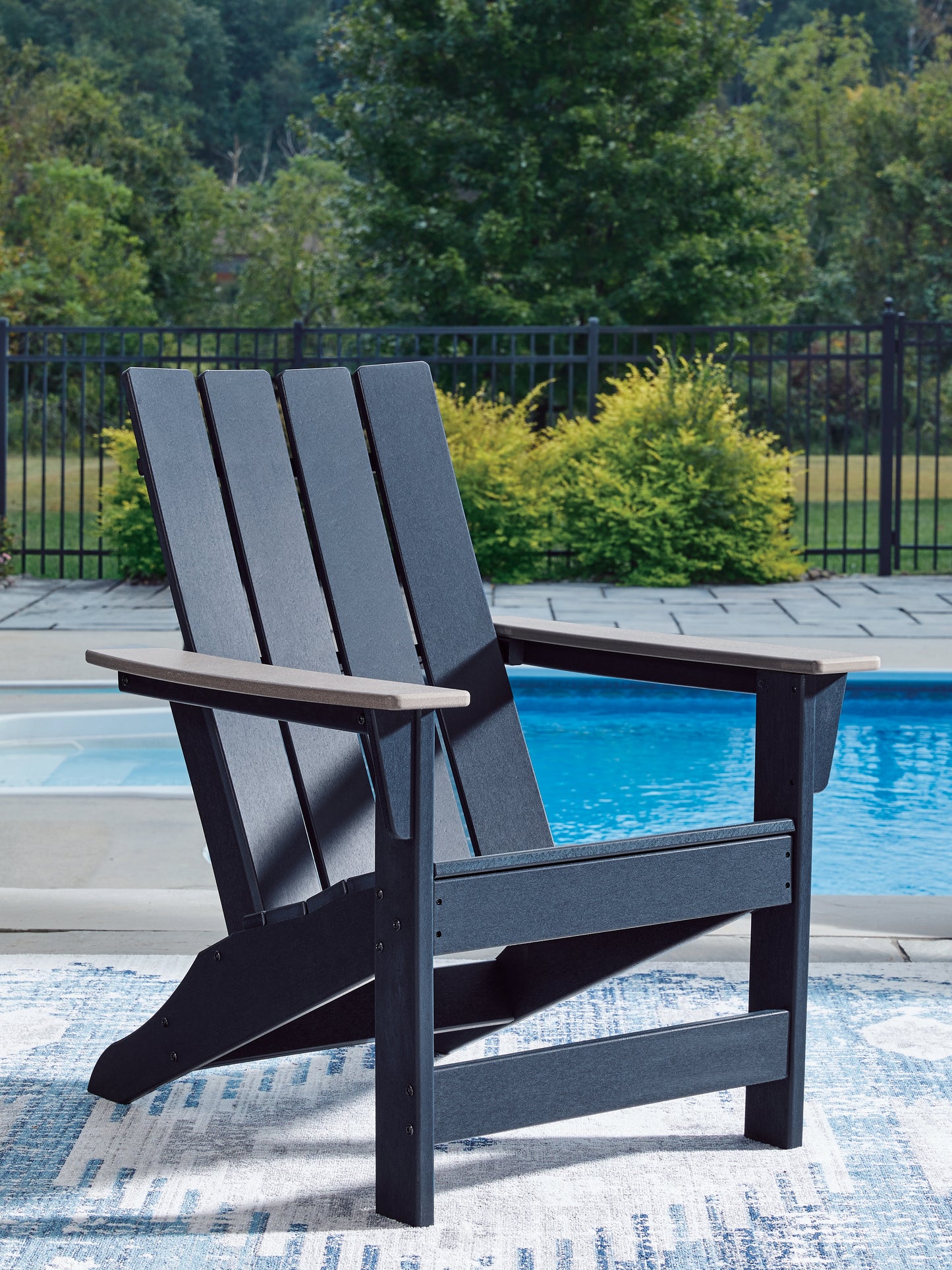 Cassel Furniture Outlet - Ashley Furniture - East Beach Outdoor - Adirondack Chair / Navy Blue/Driftwood - PCP587-898