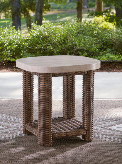 Cassel Furniture Outlet - Ashley Furniture - Dolan Creek Outdoor - Square End Table / Beige/Brown - PCP610-702