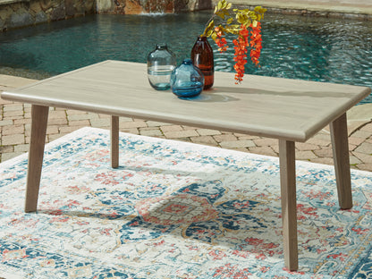 Cassel Furniture Outlet - Ashley Furniture - Cliff Trails Outdoor - RECT Dining Table w/UMB OPT / Beige - PCP690-625