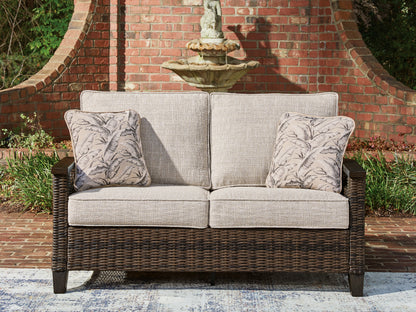 Cassel Furniture Outlet - Ashley Furniture - Monterey Point Outdoor - Loveseat w/Cushion / Dark Brown - PCP760-835