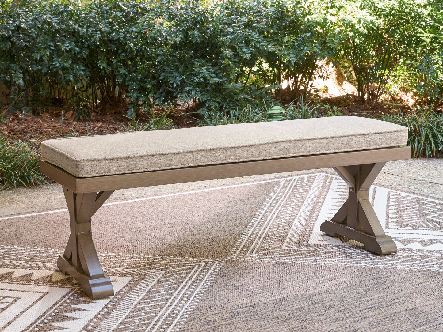 Cassel Furniture Outlet - Ashley Furniture - Laguna Heights Outdoor - Bench with Cushion / Beige - PCP790-600