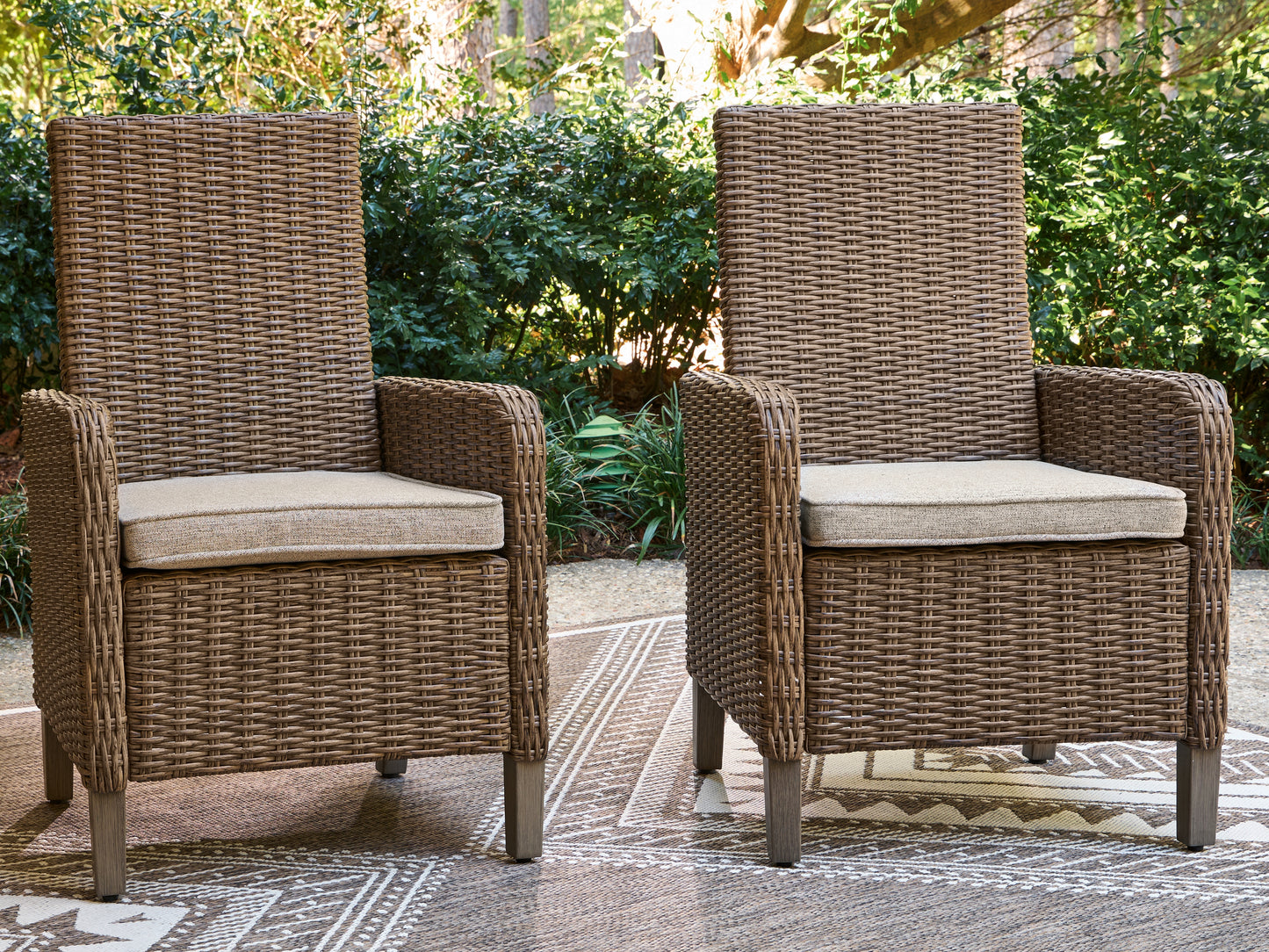 Cassel Furniture Outlet - Ashley Furniture - Laguna Heights Outdoor - Arm Chair With Cushion (Set of 2) / Beige - PCP790-601A