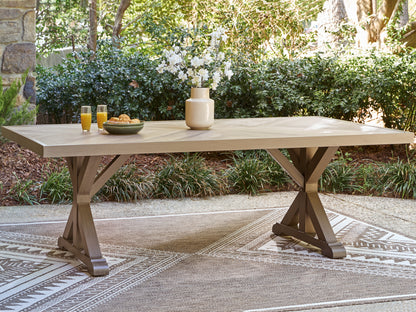 Cassel Furniture Outlet - Ashley Furniture - Laguna Heights Outdoor - RECT Dining Table w/UMB OPT / Beige - PCP790-625