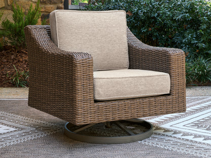Cassel Furniture Outlet - Ashley Furniture - Laguna Heights Outdoor - Swivel Lounge w/ Cushion / Beige - PCP790-821