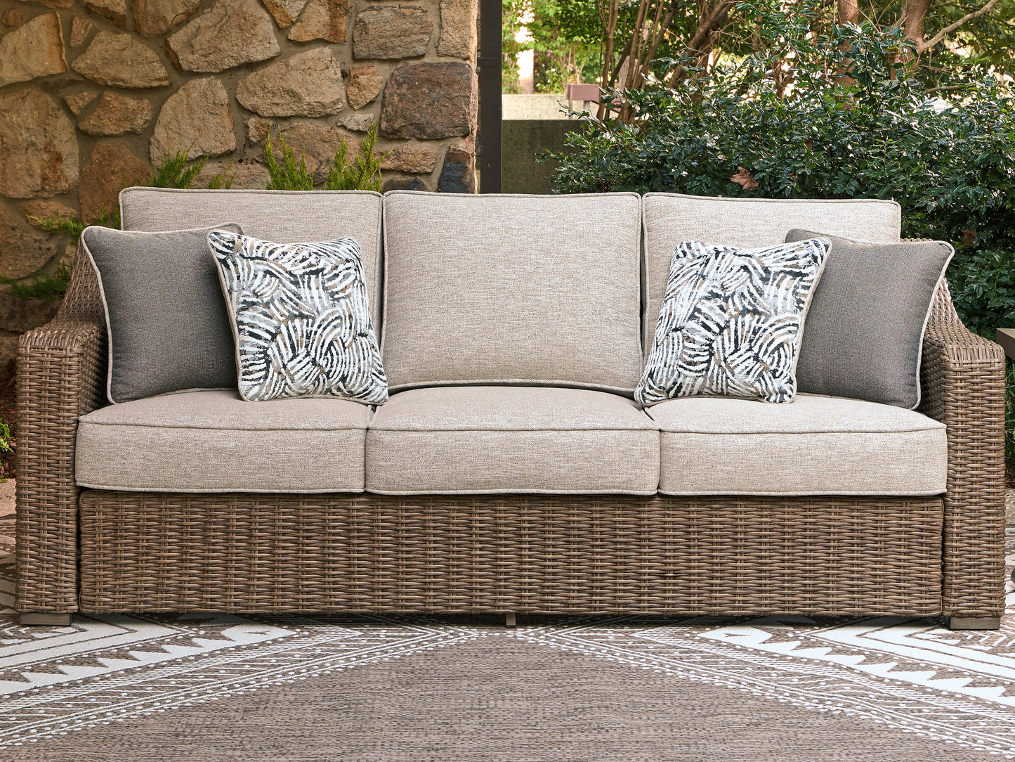 Cassel Furniture Outlet - Ashley Furniture - Laguna Heights Outdoor - Sofa with Cushion / Beige - PCP790-838