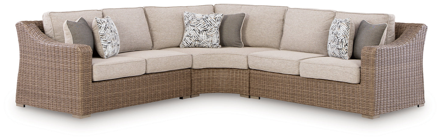 Cassel Furniture Outlet - Ashley Furniture - Laguna Heights Outdoor - 3-Piece Outdoor Sectional / Beige - PCP790P1