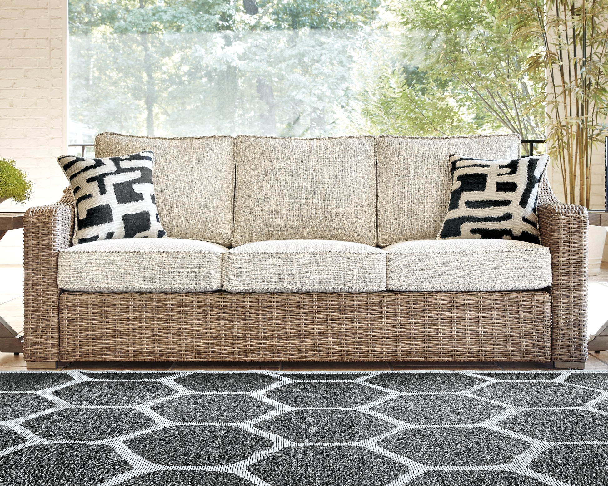 Cassel Furniture Outlet - Ashley Furniture - Beachcroft Outdoor - Sofa with Cushion / Beige - P791-838