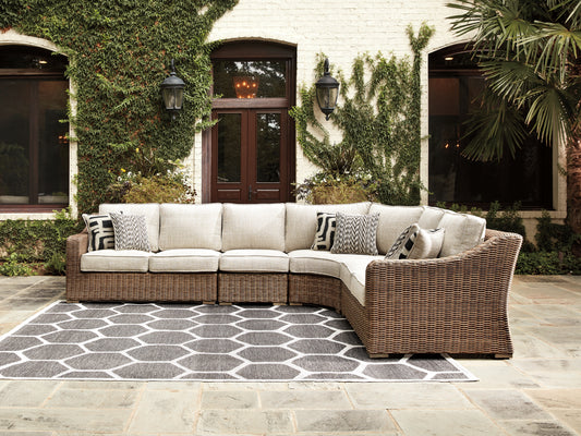 Cassel Furniture Outlet - Ashley Furniture - Beachcroft Outdoor - 5-Piece Outdoor Sectional / Black/Light Gray - P792P6