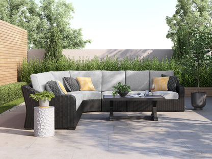Cassel Furniture Outlet - Ashley Furniture - Beachcroft Outdoor - 5-Piece Outdoor Sectional / Black/Light Gray - P792P6