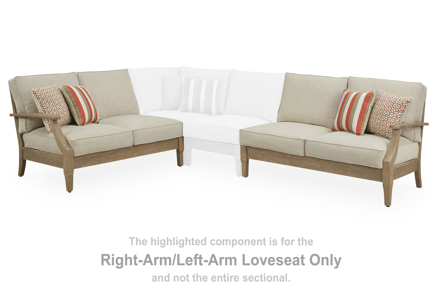 Cassel Furniture Outlet - Ashley Furniture - Clare View Outdoor - RAF/LAF Loveseat w/CUSH (Set of 2) / Beige - P801-854