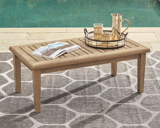 Cassel Furniture Outlet - Ashley Furniture - Gerianne Outdoor - Rectangular Cocktail Table / Grayish Brown - P805-701
