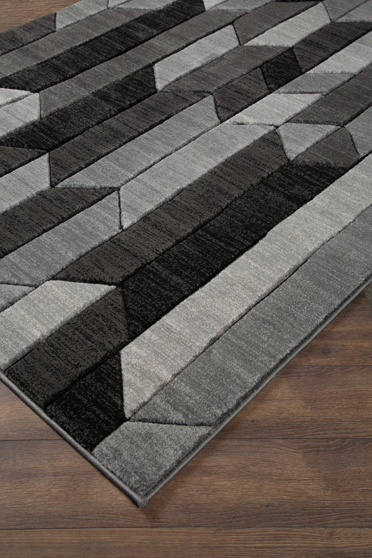 Cassel Furniture Outlet - Ashley Furniture - Chayse Rug - 6'6" x 9'6" Rug / Black/Gray - R403461