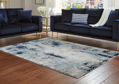 Cassel Furniture Outlet - Ashley Furniture - Leonelle Rug - 5'3" x 7'3" Rug / Cream/Blue/Gray - R404872