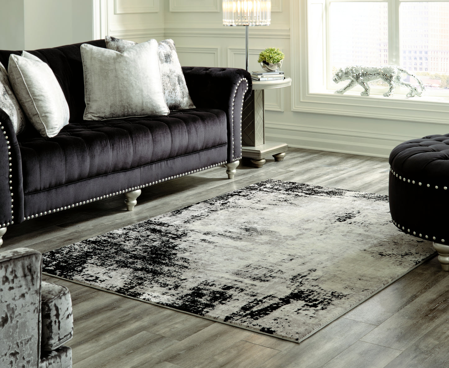 Cassel Furniture Outlet - Ashley Furniture - Zekeman Rug - 7'10" x 10' Rug / Black/Cream/Gray - R404921