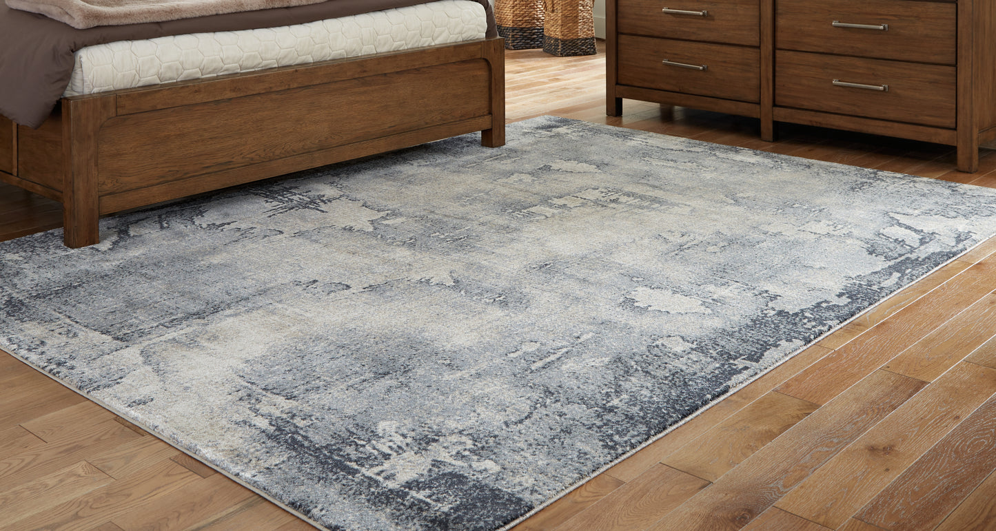 Cassel Furniture Outlet - Ashley Furniture - Langrich Rug - 5'3" x 7'3" Rug / Blue/Gray/Cream - R406132