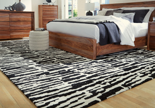 Cassel Furniture Outlet - Ashley Furniture - Bramshaw Rug - 8' x 10' Rug / Black/Ivory - R406761
