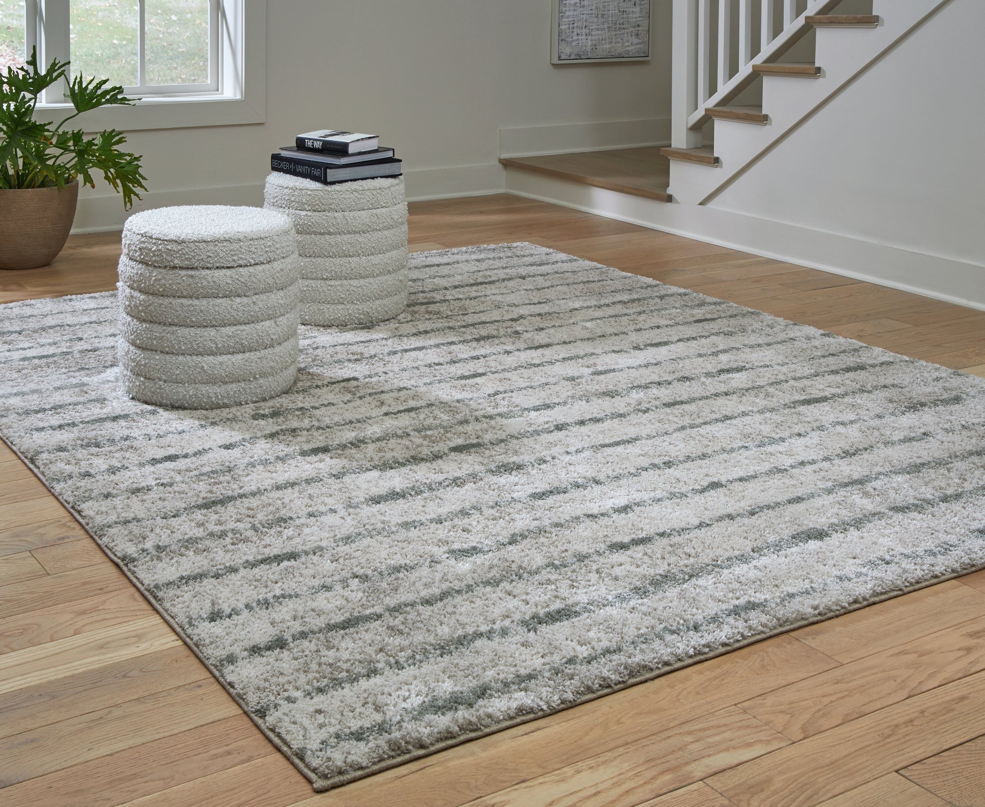 Cassel Furniture Outlet - Ashley Furniture - Laddway Rug - 5' x 7' Rug / Cream/Green - R406882