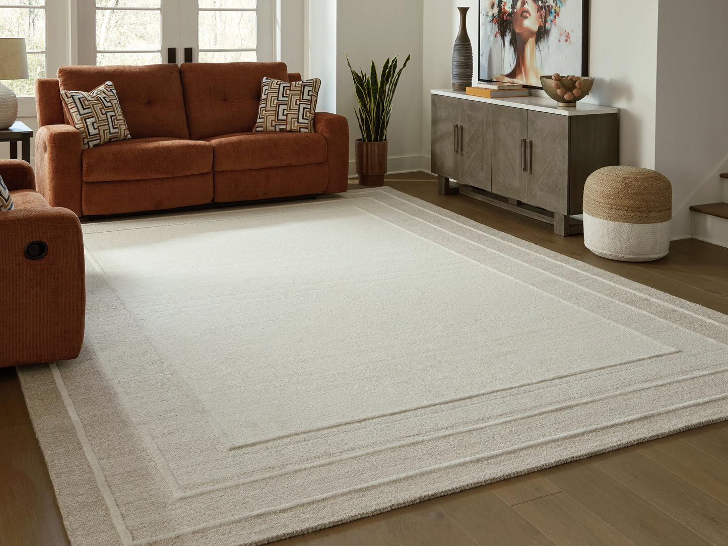 Cassel Furniture Outlet - Ashley Furniture - Teelgan Rug - Extra Large Rug / Ivory/Tan - R407310