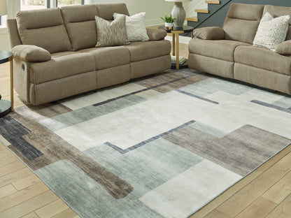 Cassel Furniture Outlet - Ashley Furniture - Larkport Rug - Washable 8' x 10' Area Rug / Cream/Brown/Gray - R407411