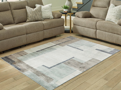 Cassel Furniture Outlet - Ashley Furniture - Larkport Rug - Washable 5' x 7' Area Rug / Cream/Brown/Gray - R407412