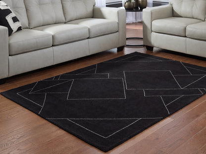 Cassel Furniture Outlet - Ashley Furniture - Marav Rug - 5' x 7' Area Rug / Black/White - R407532